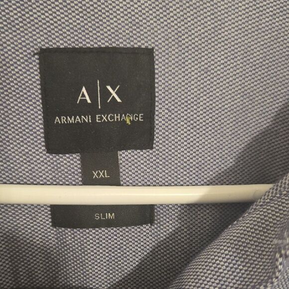 Armani Exchange Blue Casual Button Down Shirt Classic Collar - Picture 4 of 7